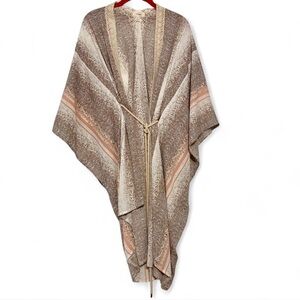 EUC oversized mixed print kimono poncho
